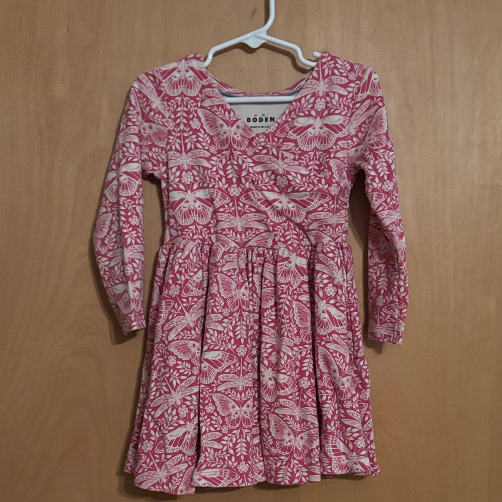 Mini Boden Pink and White Floral Kids Dress